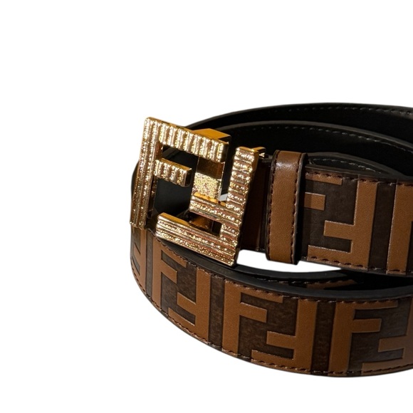 Fendi Reversible Zucca Monogram Leather Belt with Gold FF Buckle Made in Italy - Picture 8 of 13